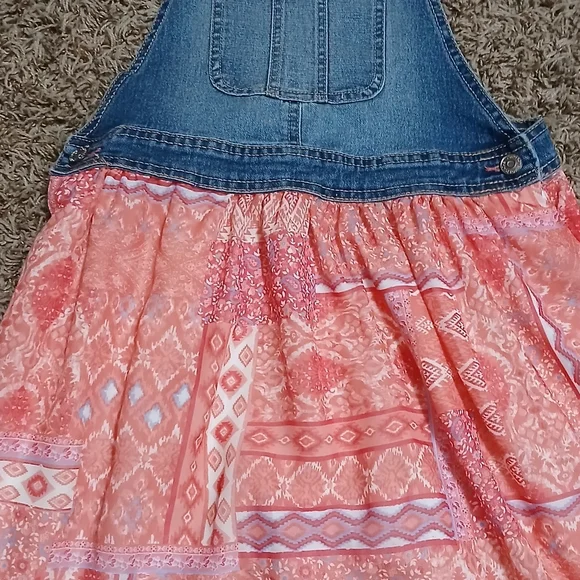 Stylish Denim and Coral Kids Casual Dress - Picture 1 of 1